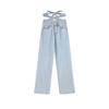 Светло-голубые джинсы, женские сексуальные бандажные корейские версии, джинсовые брюки в стиле ретро с высокой талией, широкие брюки, уличная одежда, мешковатые джинсы