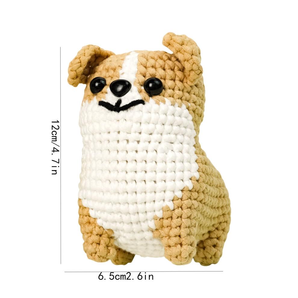 Corgi Crochet Kit for Adults – Beginner Starter Set with Yarn, Hook, Stuffing, Safety Eyes, Instructions | DIY Knitted Animal Doll Craft Gift