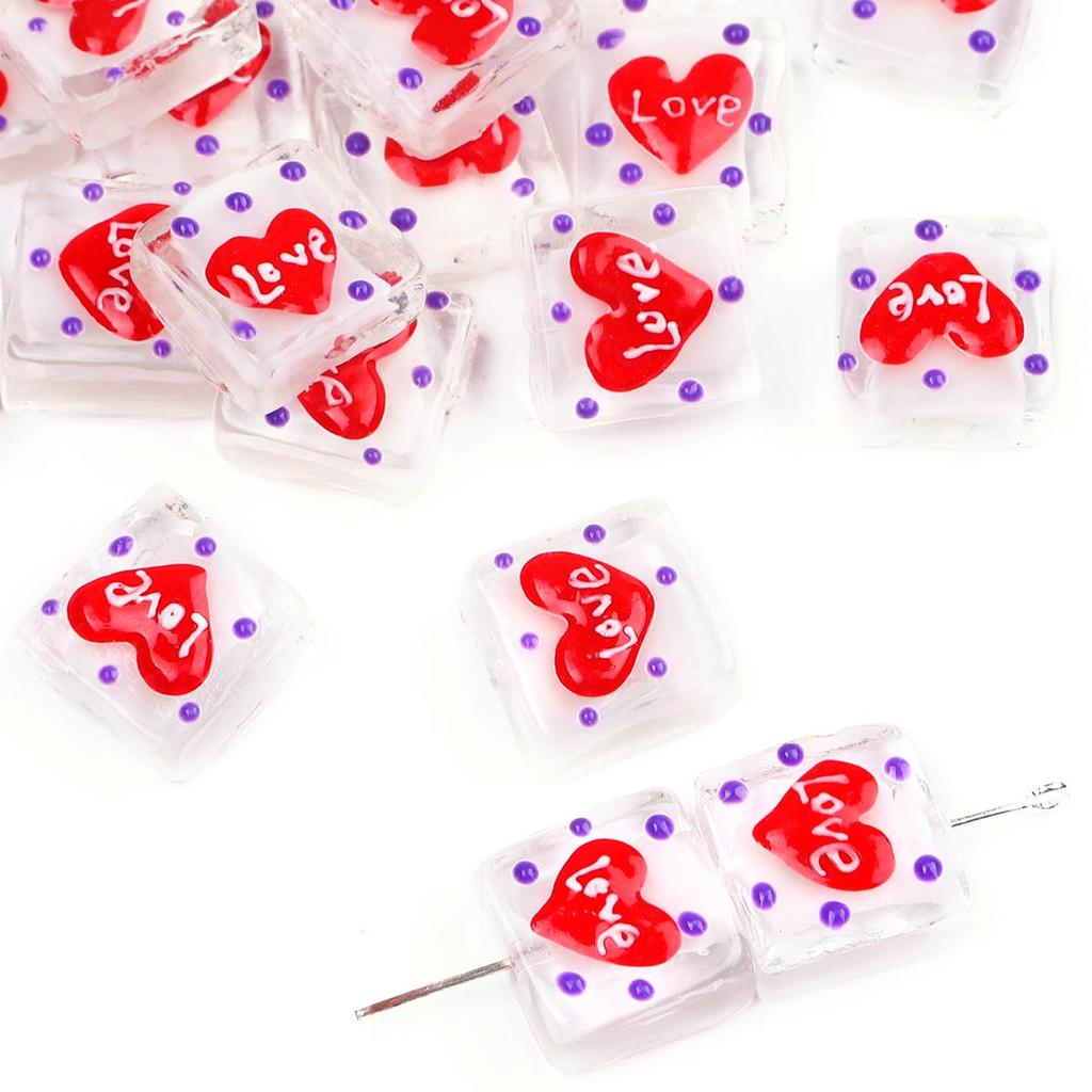 1 шт. ручная роспись цветные стеклянные точки любовь квадратные бусины для DIY ожерелье браслет серьги изготовление ювелирных изделий аксессуары для рукоделия