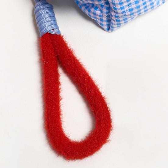 Cosmetic Bag with Contrast Color Bracelet Embellishment Ruffle Decoration Makeup Organizer Plaid Quilting Design Makeup Bag