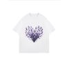 Lavender Heart Print Oversized T Shirt White Floral Design For Casual Wear And Everyday Outfits