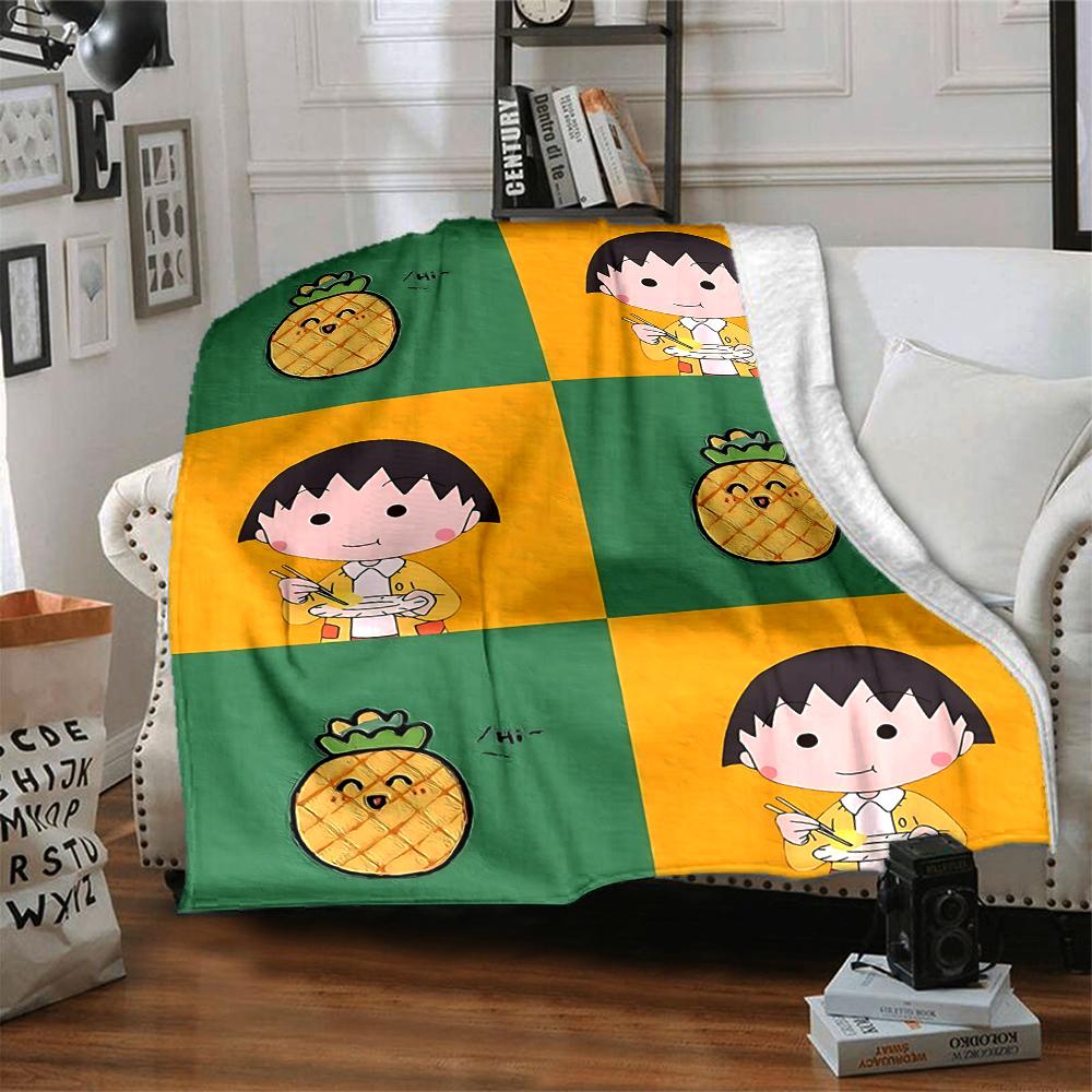 1Pc Chibi Maruko Pineapple Blanket Soft And Comfortable Casual Warm Camping Travel Christmas Halloween Xmas Gift M929450