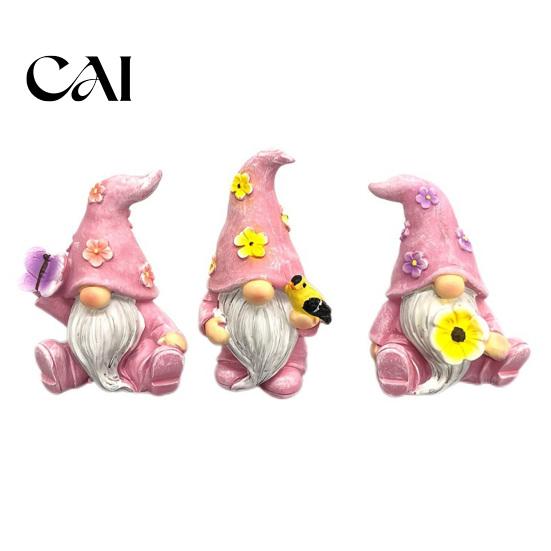 Resin Dwarf Figurines for Patio Balcony Halloween Gnome Statue, Spring Butterfly Bird Flower Weatherproof Lawn Gnomes Yard Figurine Garden Patio, Hand