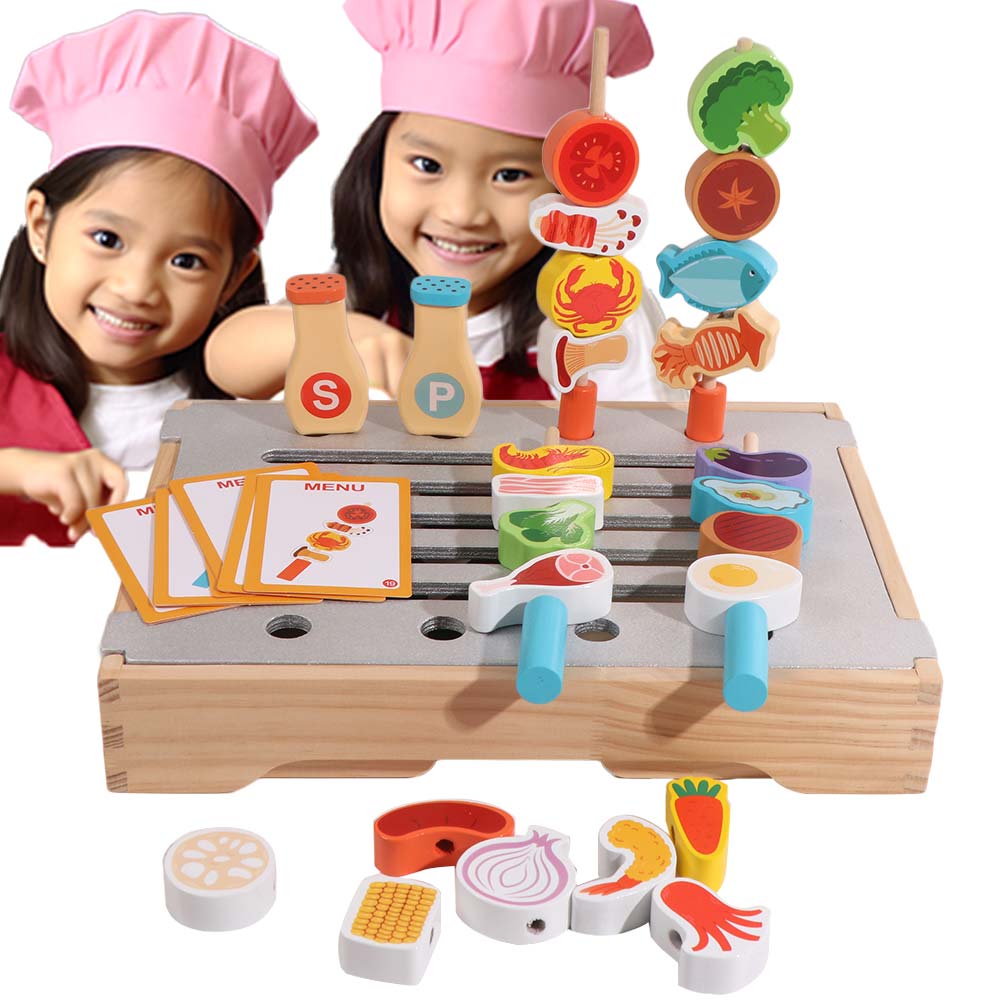 Wooden Pretend Play Kitchen Toys Simulation Food Kids Pretend Cooking Toy Toddlers Boys Girls