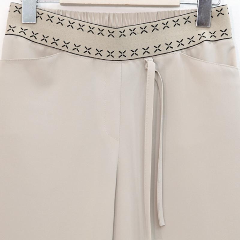 Shiz Madam Ethnic Embroidery Banding Wide Pants P92058