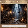 One 2D flag with a dark dungeon skeleton-themed background fabric, paired with candleszyc