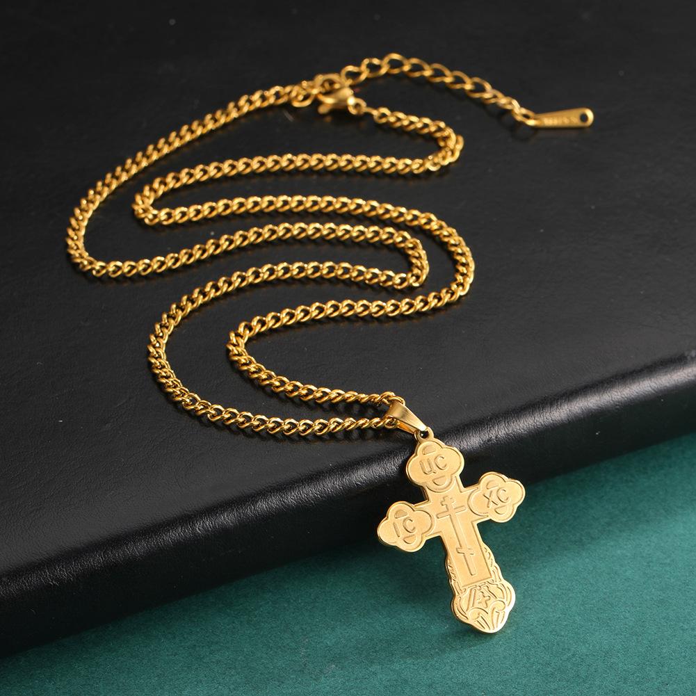 Русский православный крест из нержавеющей стали, подвеска из титановой стали, ювелирное изделие, православный крест, цепочка с подвеской, ожерелье, ювелирное изделие