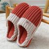 Home Cotton Slippers Women Winter Large Size Striped Plush Slippers Men Indoor Home Warm Cotton Slippers Men