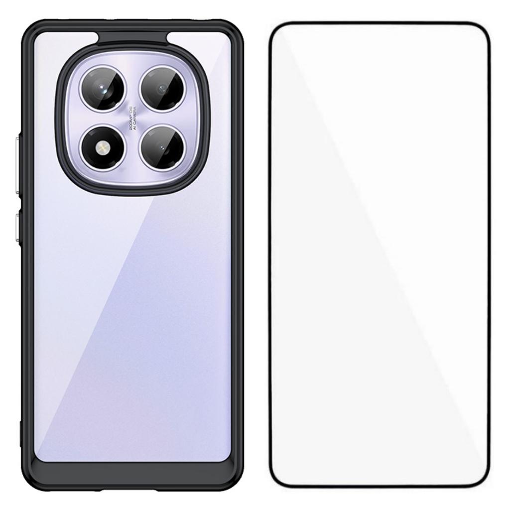 Чехол для телефона Xiaomi Redmi Note 14 Pro 4G WANLONFENG Серия XC ТПУ Акриловая крышка с закаленным стеклом (Большое отверстие для линзы)