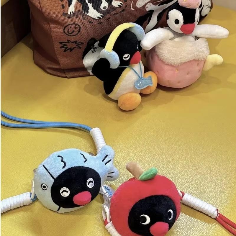 Penguin Plush Keychain Toy Cute Headphone Wearing Stuffed Doll Funny Cartoon Bag Pendant Backpack Purse Decor Surprise Gift