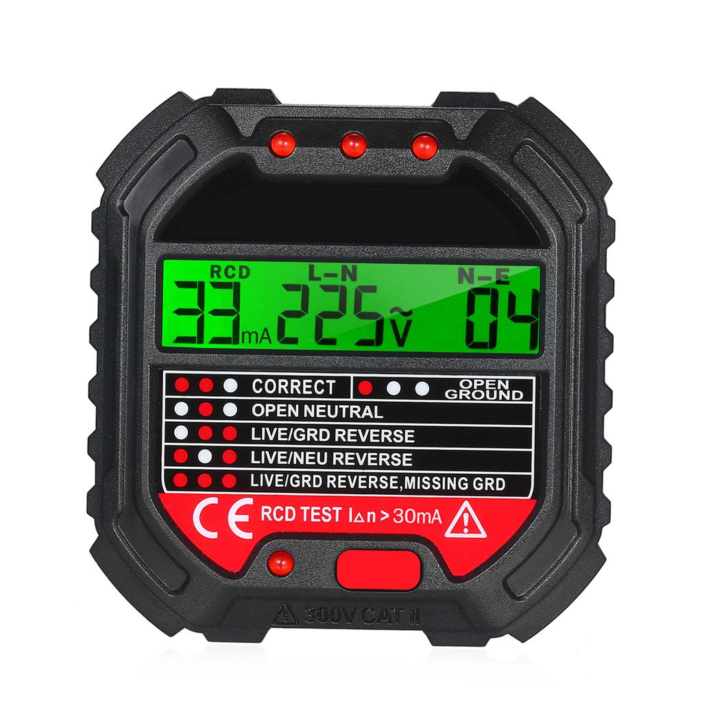 Outlet Tester with Voltage Display 90-250V Socket Tester Automatic Electric Circuit Polarity Voltage Detector Breaker Finder HT1