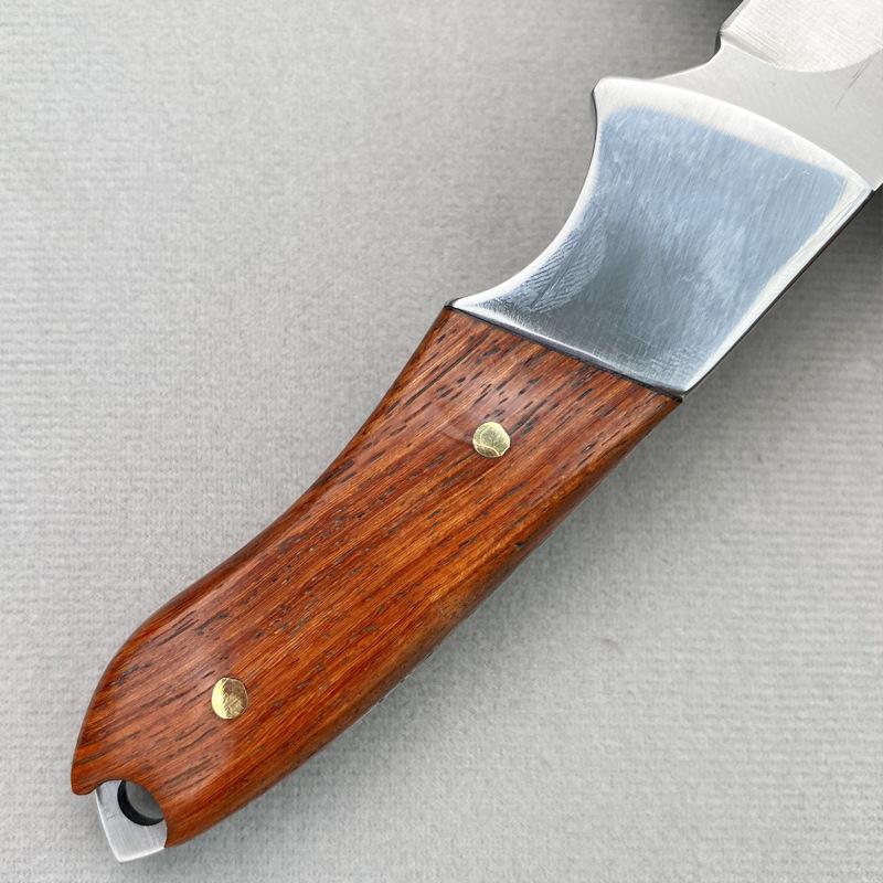 Outdoor Portable Sharp Bone Cutting Knife Kitchen Home Fruit Knife Camping Hand Handle Mongolian Meat Knife Solid Wood Handle
