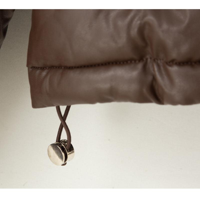 New Short Style Small Stand-up Collar Down Cotton Jacket For Women PU Leather Thickened Cotton Jacket And Cotton Jacket Trend