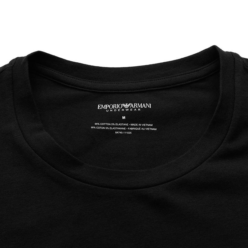 EMPORIO ARMANI T-Shirts Men's Black Crew Neck Thin Straight Fit 1110358-A7450-0020