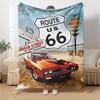 1pc Route 66 4 Blanket Soft Warm Throw for Home, Office, Travel All Season Cozy Bedding Gift, Office Cozy Accessory