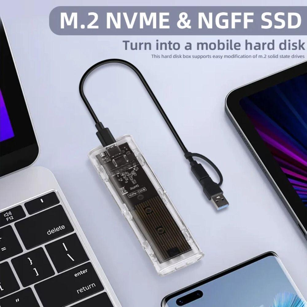 NVME M.2 SSD Box NGFF Clear SSD Case Laptop SSD Mobile Hard Drive Box M2 Hard Disk Case Phone