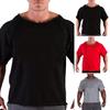 Summer Men Gym T-shirt Round Neck Short Sleeves Solid Color Pullover Mid Length Sweat Absorption Patchwork Sport Jogging Top