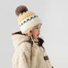 Jacquard Baby Knitted Hat Hairball Kids Earmuffs Cap Cute Children Beanies Cap Boys