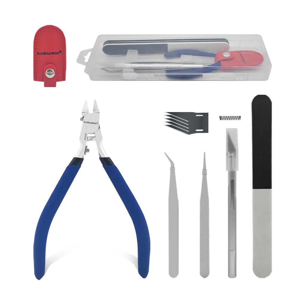 KAIHAOWIN 120мм Тонкогубцы Пластиковая Модель Набор Инструментов из 11 Предметов Прецизионные Кусачки Кусачки для Пластиковых Моделей DIY Ручная Работа Gunpla с Кейсом для Хранения