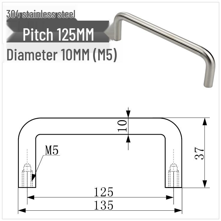 304 Stainless Steel U-Shaped Cabinet Handle, Polished Carbon Steel Round Bar Pull, available in sizes M3, M4, M5.