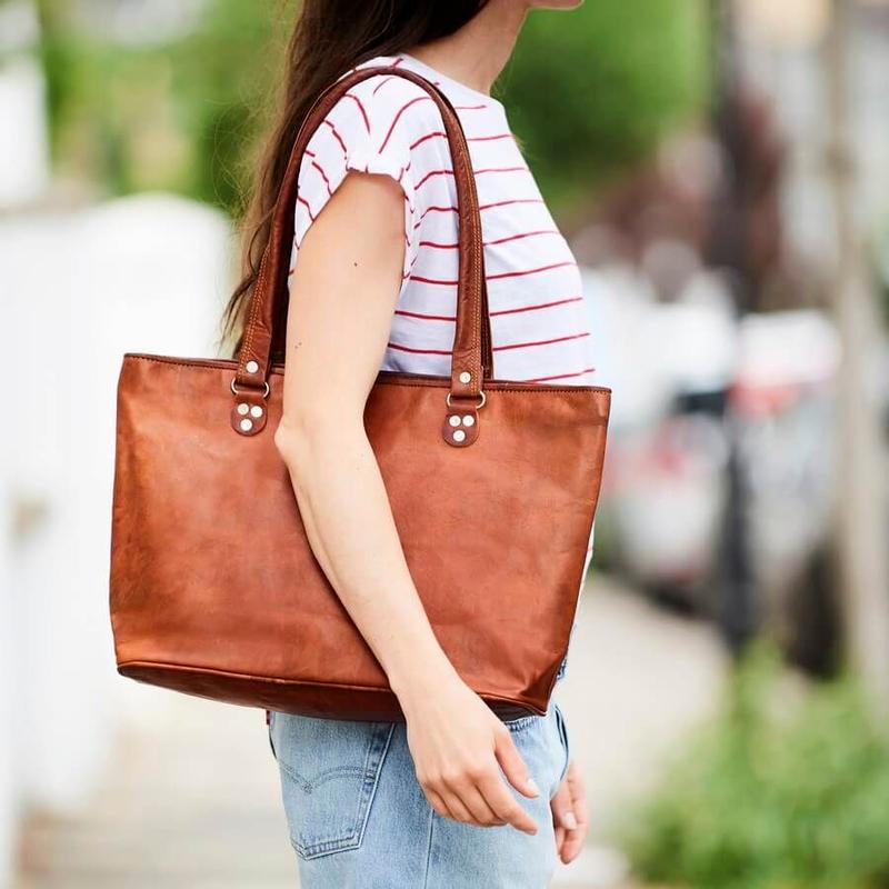 Кожаная сумка через плечо Tote A Perfect Shopping Коричневые женские 16-дюймовые винтажные большие женские сумки через плечо