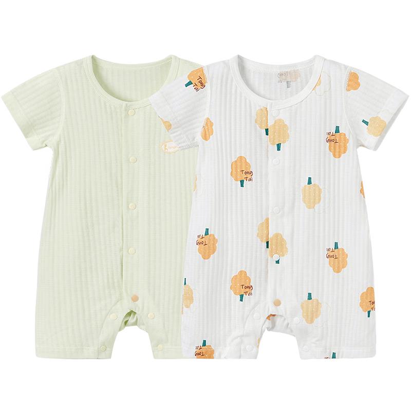 TONGTAI Baby Short Sleeve Cotton Romper 2-Piece Set