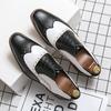 New Luxury Designer Men's Pointed Black With White Patchwork Dress Oxford Shoes Moccasins Wedding Prom Sapato Social Masculino