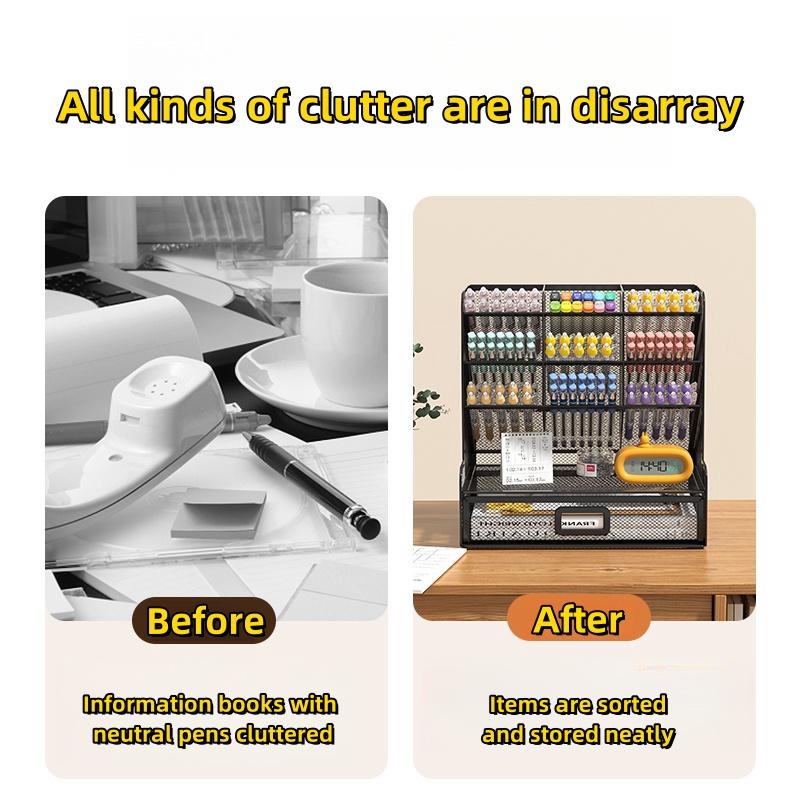 Сетчатый настольный стационарный органайзер, многофункциональный держатель, стеллаж для хранения для школы, домашнего офиса, художественные принадлежности, сетчатый держатель для ручек