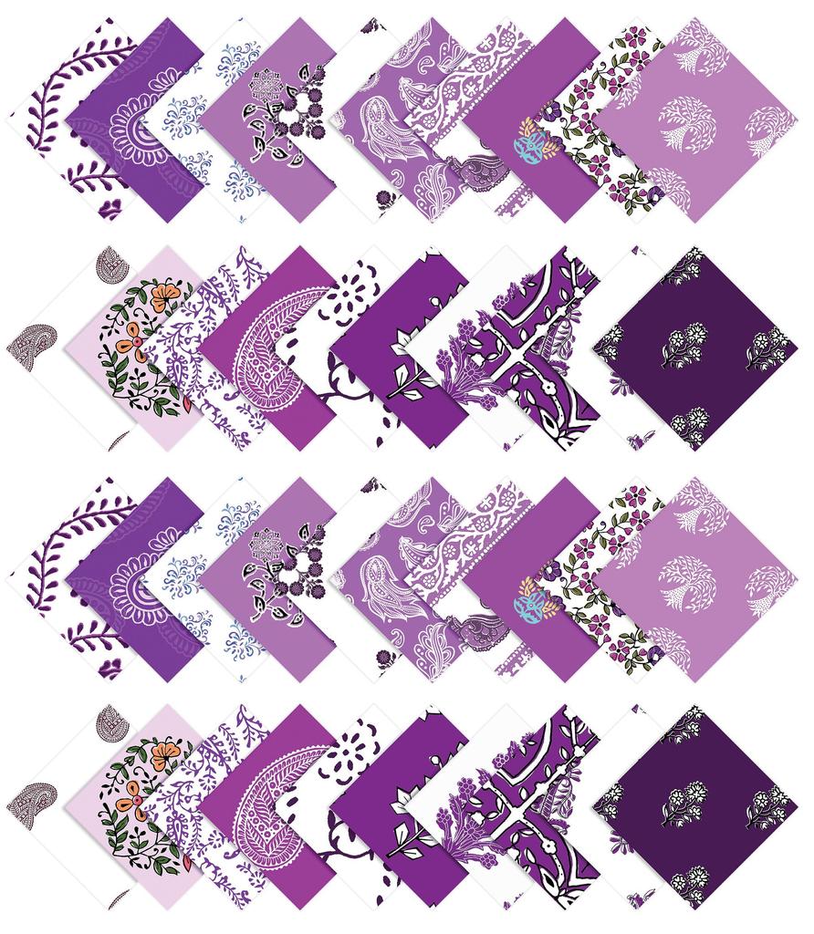 Soimoi 40Pcs Block Print Cotton Precut Fabrics For Quilting Craft Strips 2.5x42inches Jelly Roll -