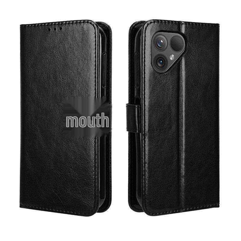 Кожаный чехол-книжка для Fairphone 5/6 с отделением для карт и шнурком