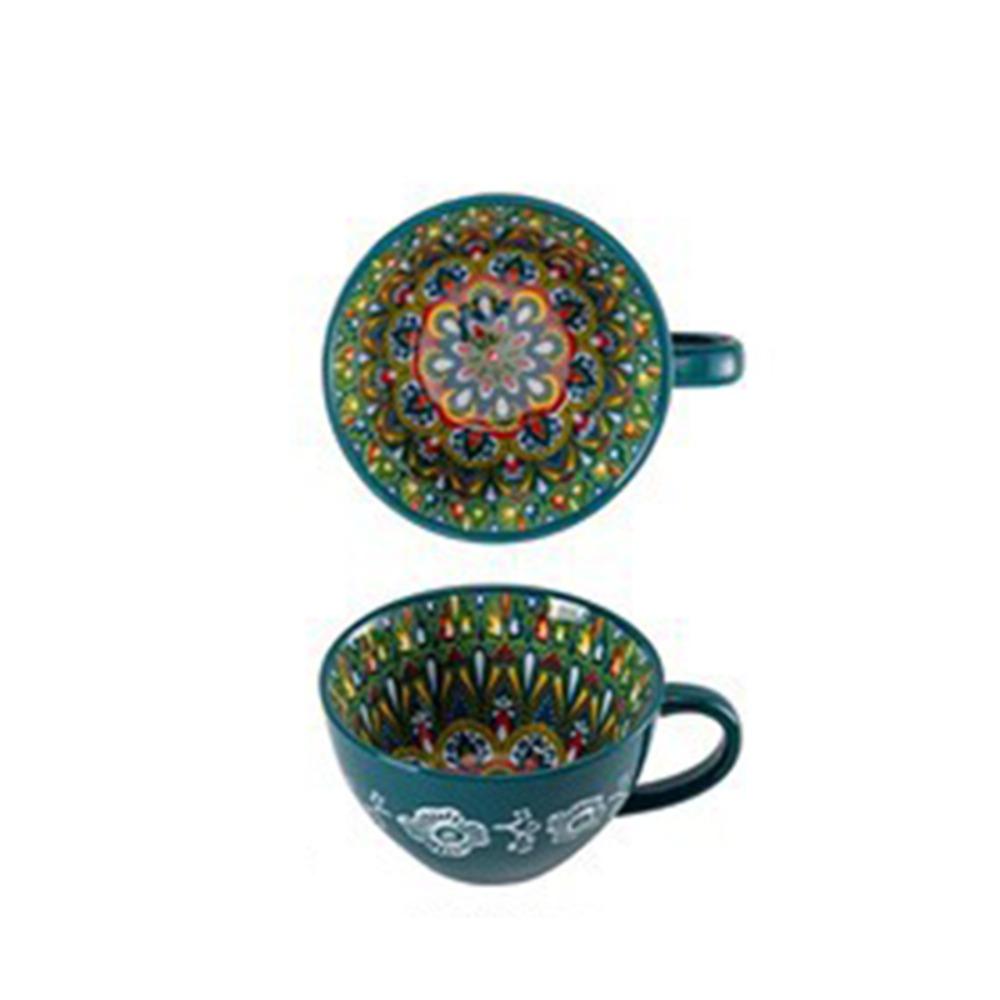 Ceramic Coffee Mug Retro Oatmeal Cup Creative Bohemian Breakfast Cup Friend Gift