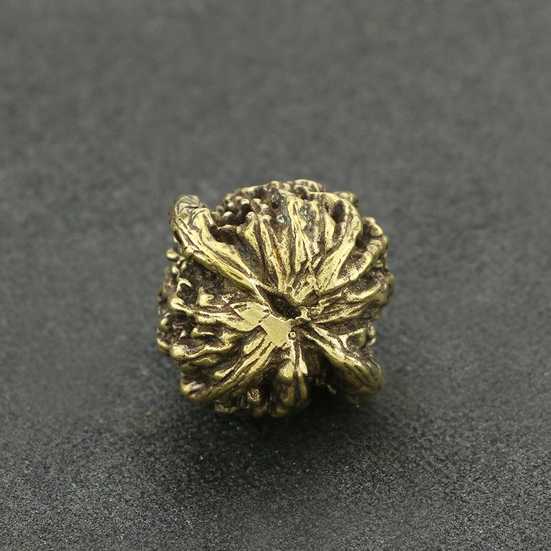 2PCS Vintage Brass Solid Large Walnut Antique Pure Copper Handicraft Ornaments