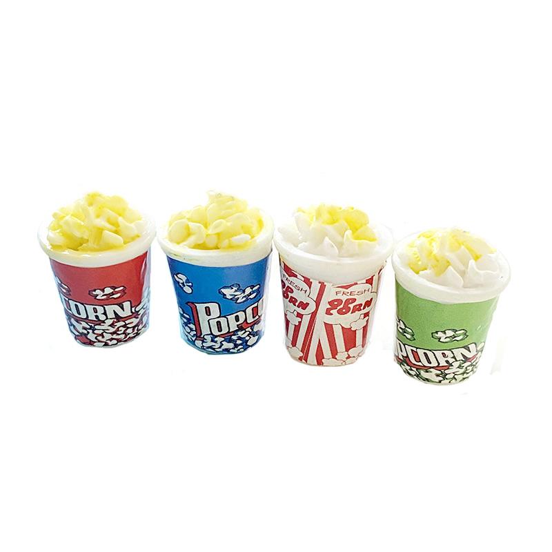 Simulation Resin Food 3D Popcorn Miniatures Key Ring Ornament Doll House Kids Toys Handmade Craft Accessory