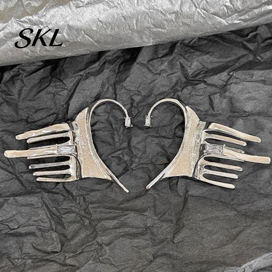 Embellished Earrings Silver Ear Cuff for Women, No Piercing Metal Elf Cool Girl Fashion Jewelry Cuff, Cartilage Climber Clip Hair Styling Accessory
