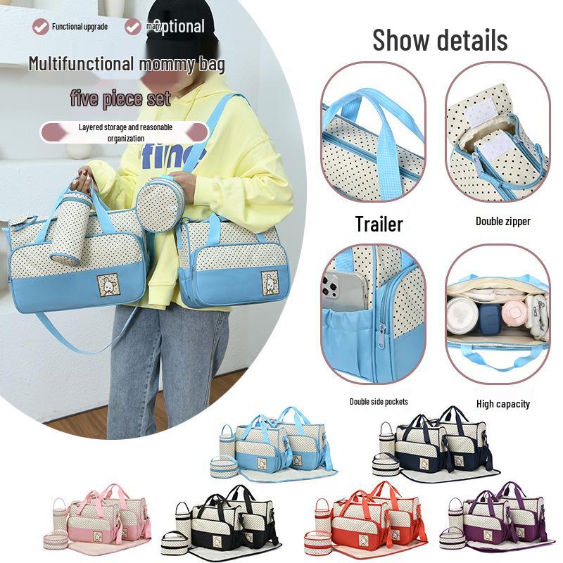Waterproof 5-Piece Mom and Baby Travel Bag Set: Multifunctional, Large Capacity
