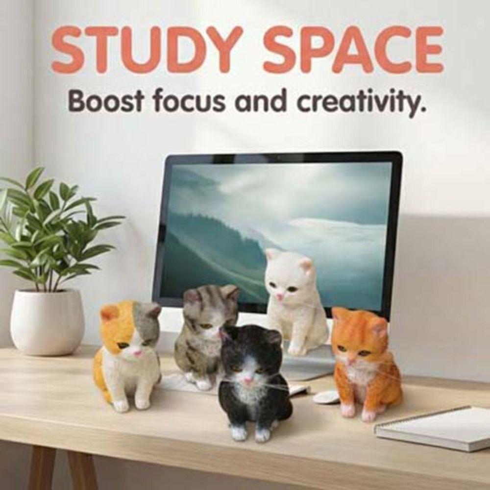 Cartoon Style Sitting Cat Pet Model Orange Cat Cat Decoration Desktop Display