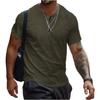 Summer White Black T-shirt Men's Tops Solid Color Button Henley Collar Sports Polo Shirt