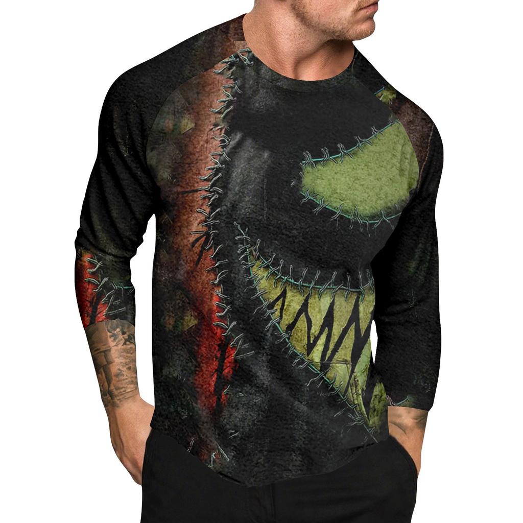 Мужской топ с длинным рукавом реглан с принтом на Хэллоуин