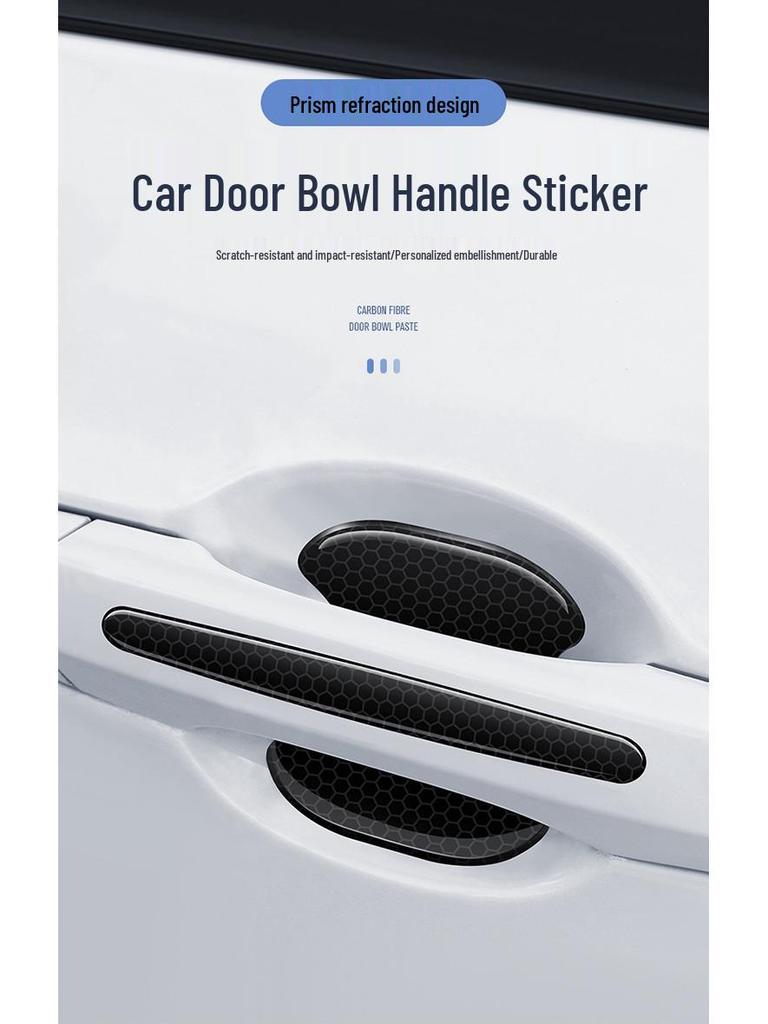 Защитная светоотражающая ромбовидная наклейка на дверную ручку автомобиля - Защита от столкновений и царапин, Черная