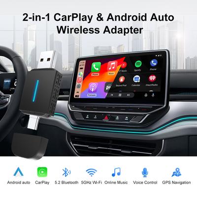 2025 Адаптер 2-в-1 Проводной в Беспроводной CarPlay Android Auto для Штатной Автомагнитолы USB Type-C Plug&Play Адаптер Apple Carplay Wifi BT