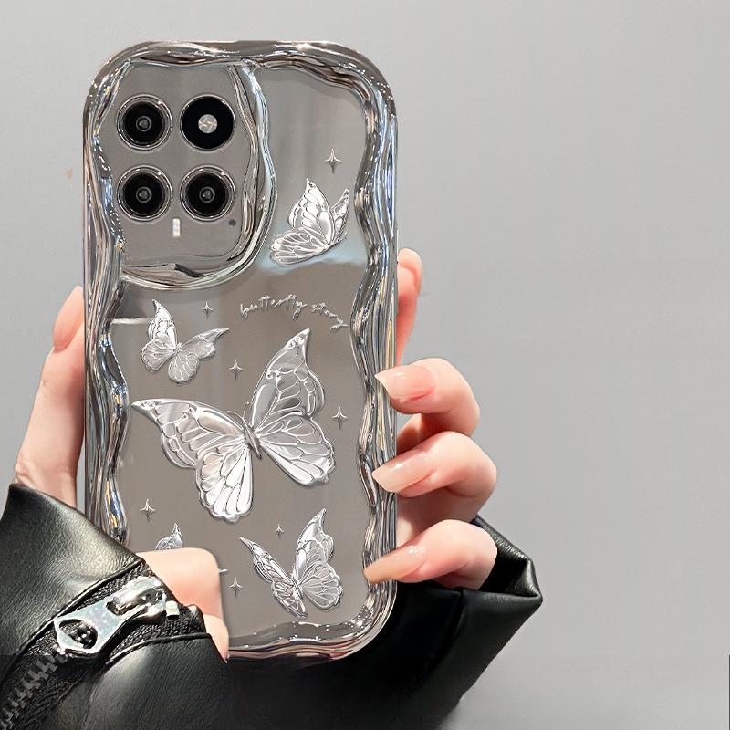 Подходит для Xiaomi 14/13pro Чехол для мобильного телефона Redmi K70/60/50 Перо Пряжа Цепочка с бабочками 12/11 Посеребренный Женский