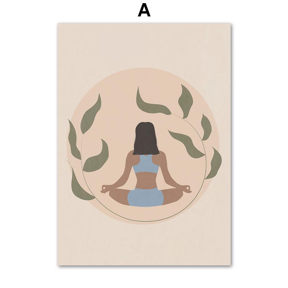 Boho Lotus Yoga Girl Медитация Успокаивающий Дзен Холст Картина Скандинавские Плакаты Печать Настенные Картины Для Гостиной Домашний Декор