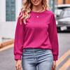 Женский повседневный модный однотонный пуловер с круглым вырезом, футболка с двойной линией, топ с длинными рукавами