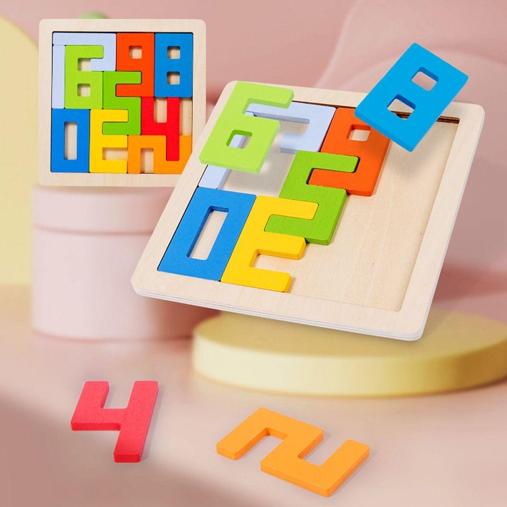 Thinking Training Number 3D Wooden Blocks Puzzle Colorful Interesting Parent-child Toy