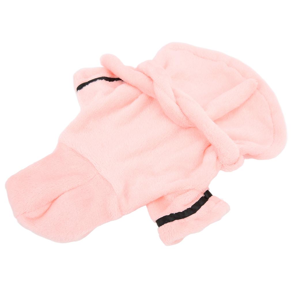 Pet Bathrobe Plush Warm Absorbent Puppy Hooded Pajama with Waistband for Small Dogs CatsM