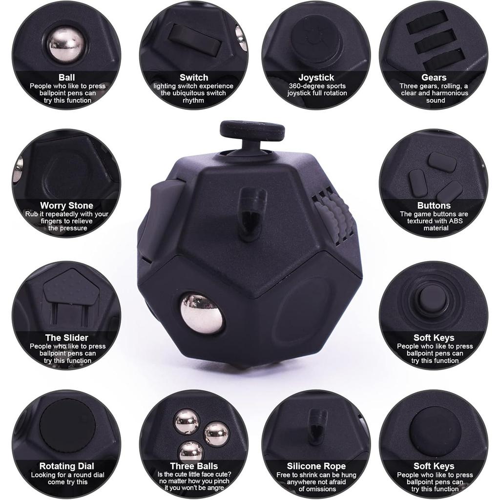 Маленькие игрушки-фиджет, 12-гранные кубические игрушки для детей и взрослых с тревогой, СДВГ, аутизмом и снятием стресса