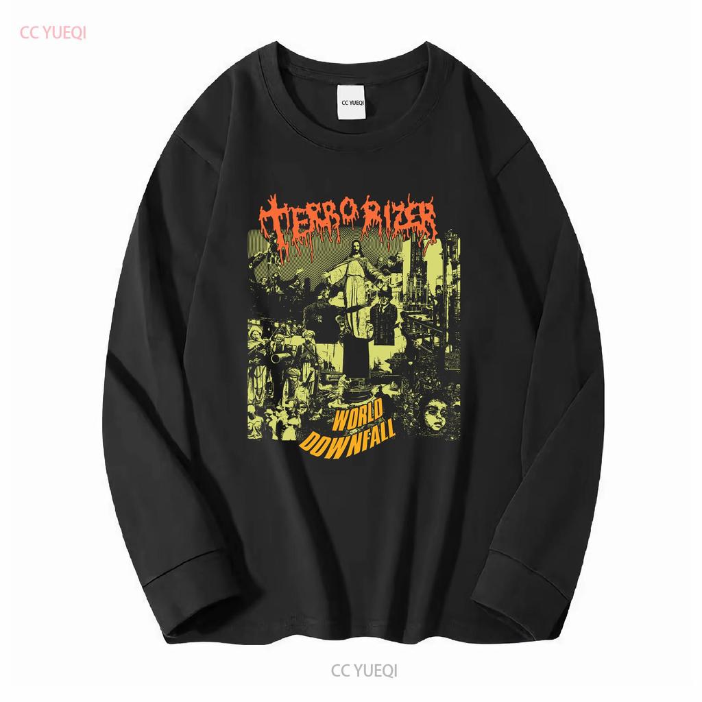 Футболка Terrorizer world downfall дэт-метал грайндкор Carcass Napalm с длинным или коротким рукавом винтажная стираная уличная одежда