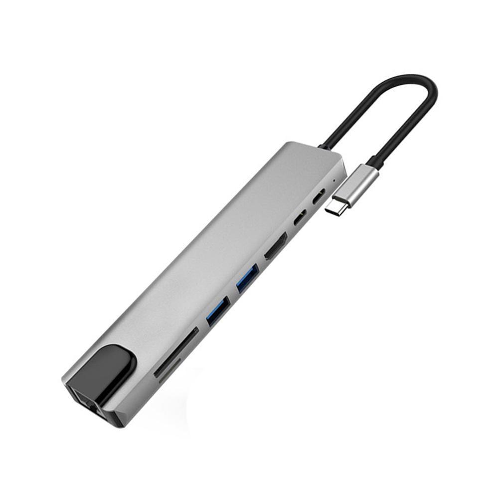 "Концентратор USB-C на HDMI 8-в-1": Адаптер Type-C на 100M Ethernet для компьютера, Switch и игровой консоли"