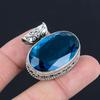 Blue Topaz Gemstone Pendant Solid 925 Sterling Silver Pendant Jewelry Gift For Unisex