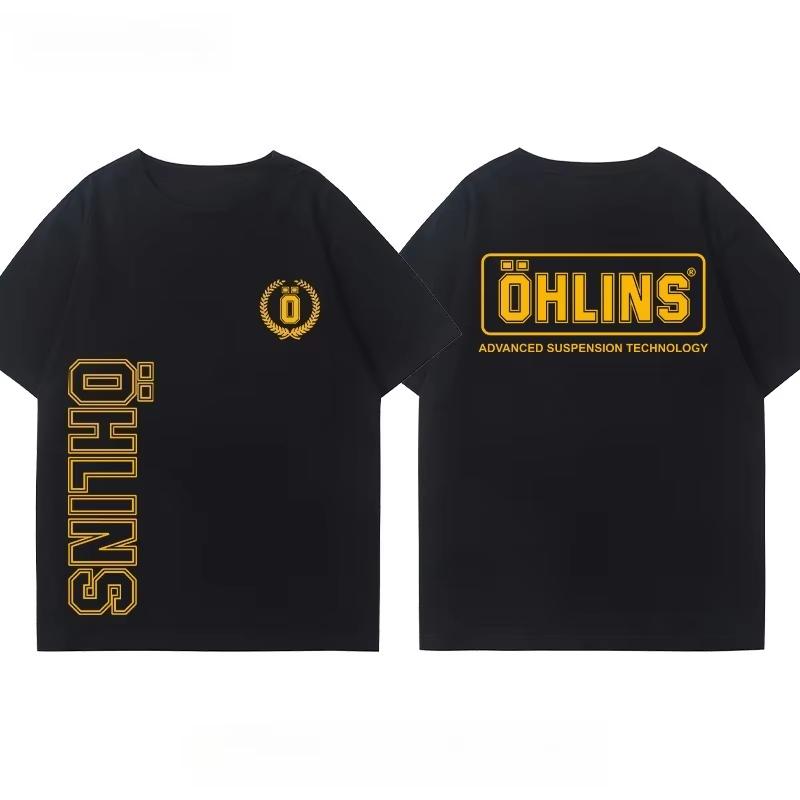 Ohlins Motorcycle Shock Absorber Modified Tshirt Clothes Casual Trendy Brand Unisexs Unisexs Car Club Crew Neck Shortsleeved Top